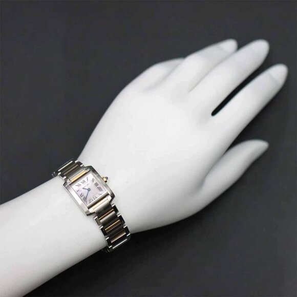 Cartier Tank Francaise SM W51027Q4 750 PG Quartz Pink Shell Dial 90260514 - Picture 4 of 7